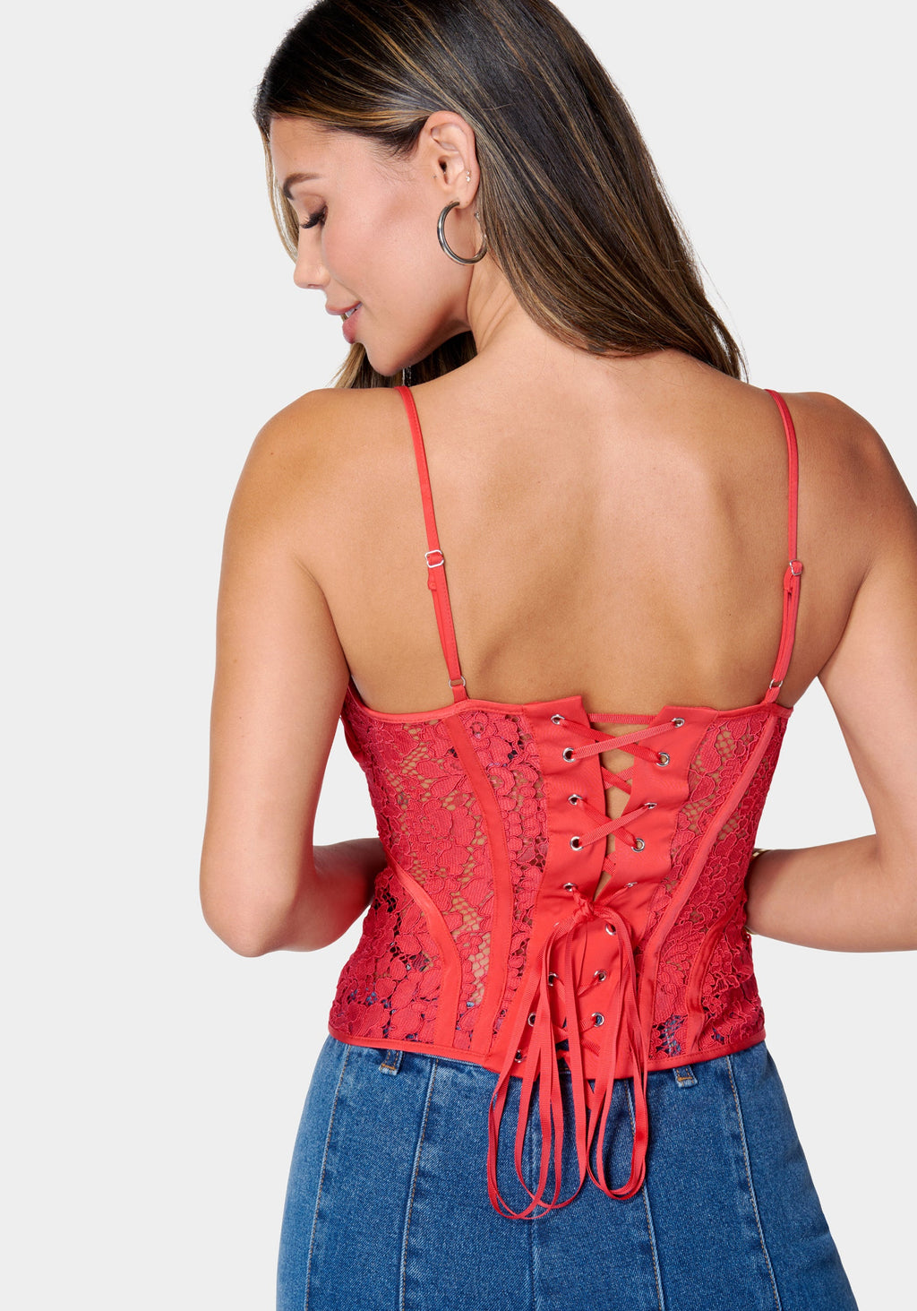 Satin Draped Lace Corset Top