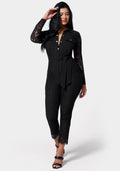 Lace Combo Belted Jumpsuit
