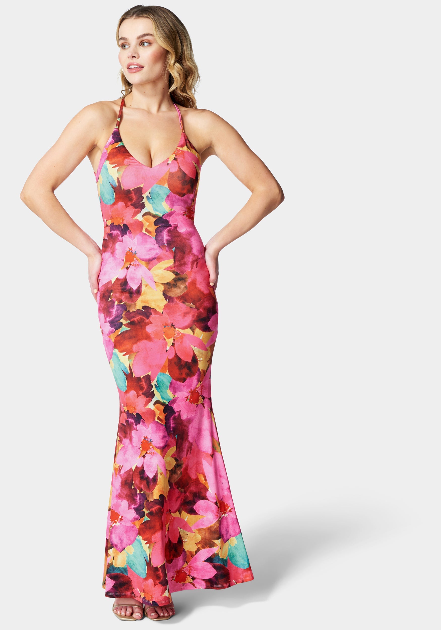 Printed Knit Caged Maxi