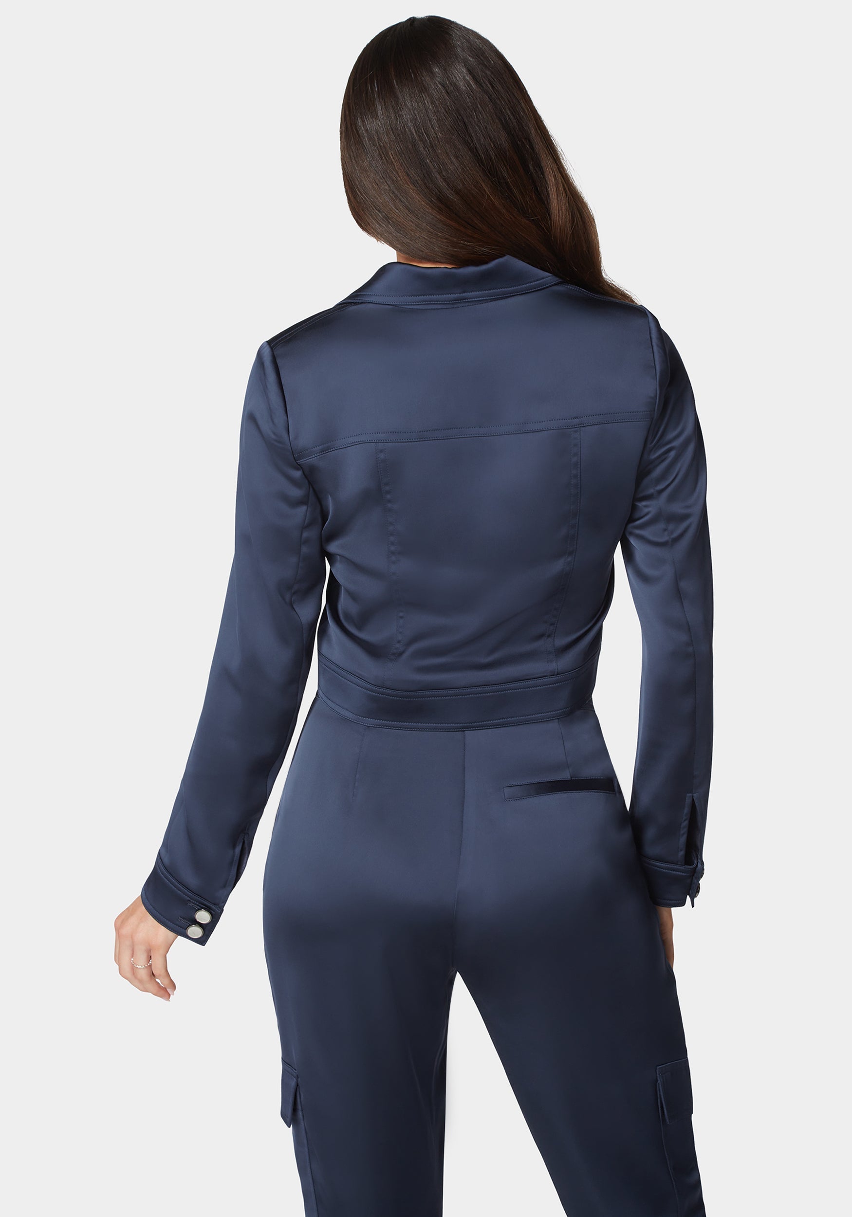 Stud Detail Tailored Satin Blazer