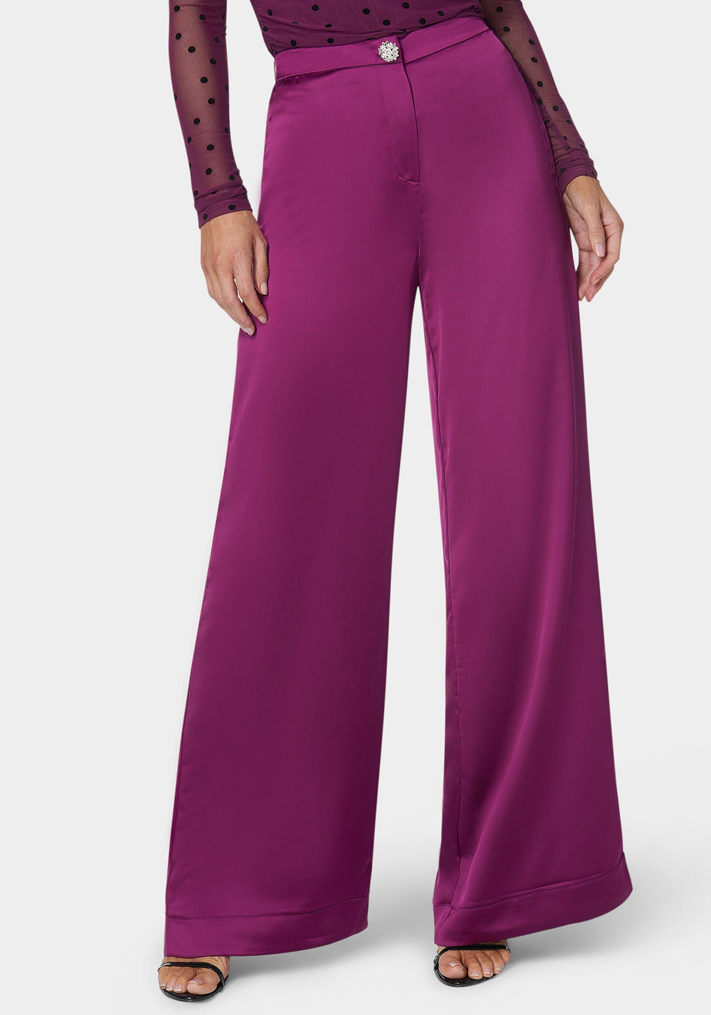 High Waist Satin Wide Leg Pant