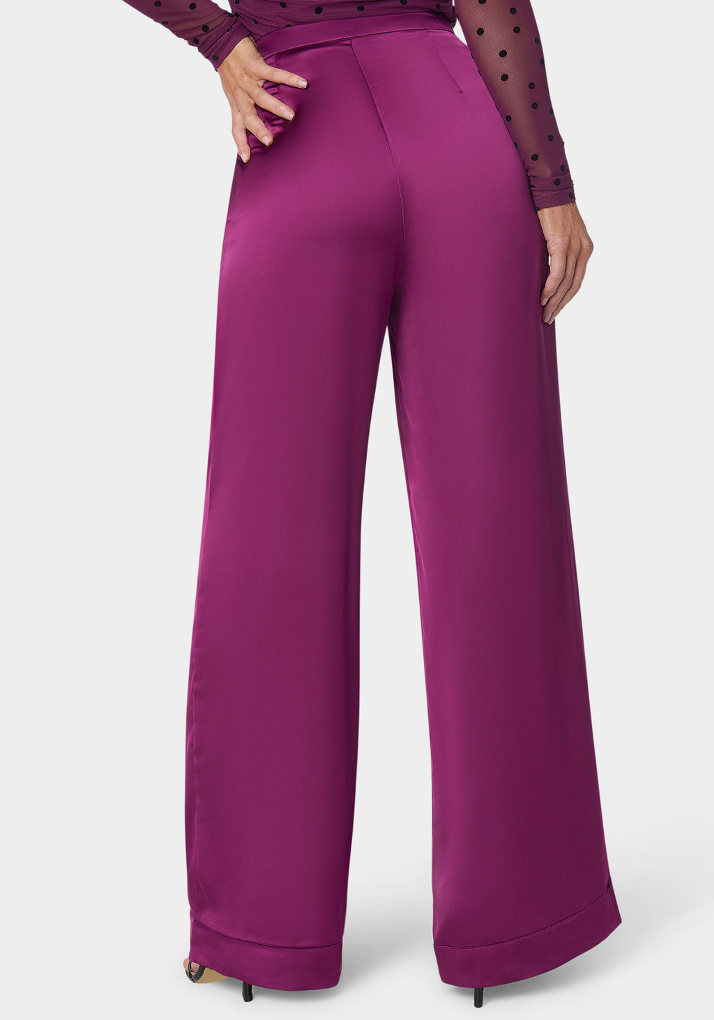 High Waist Satin Wide Leg Pant