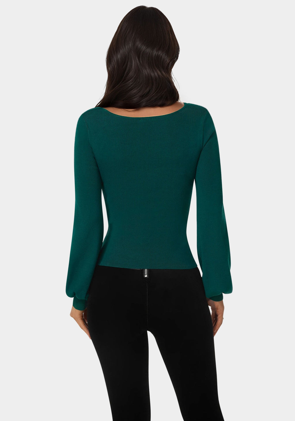 Open Neck Rhinestone Trim Sweater