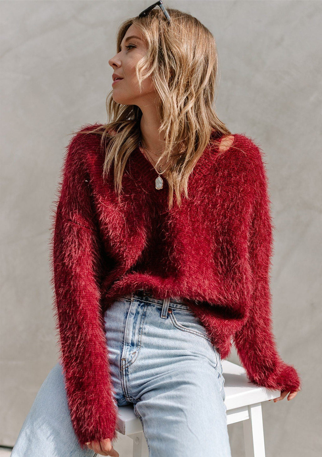 Angelic Fuzzy Cut Out Sweater