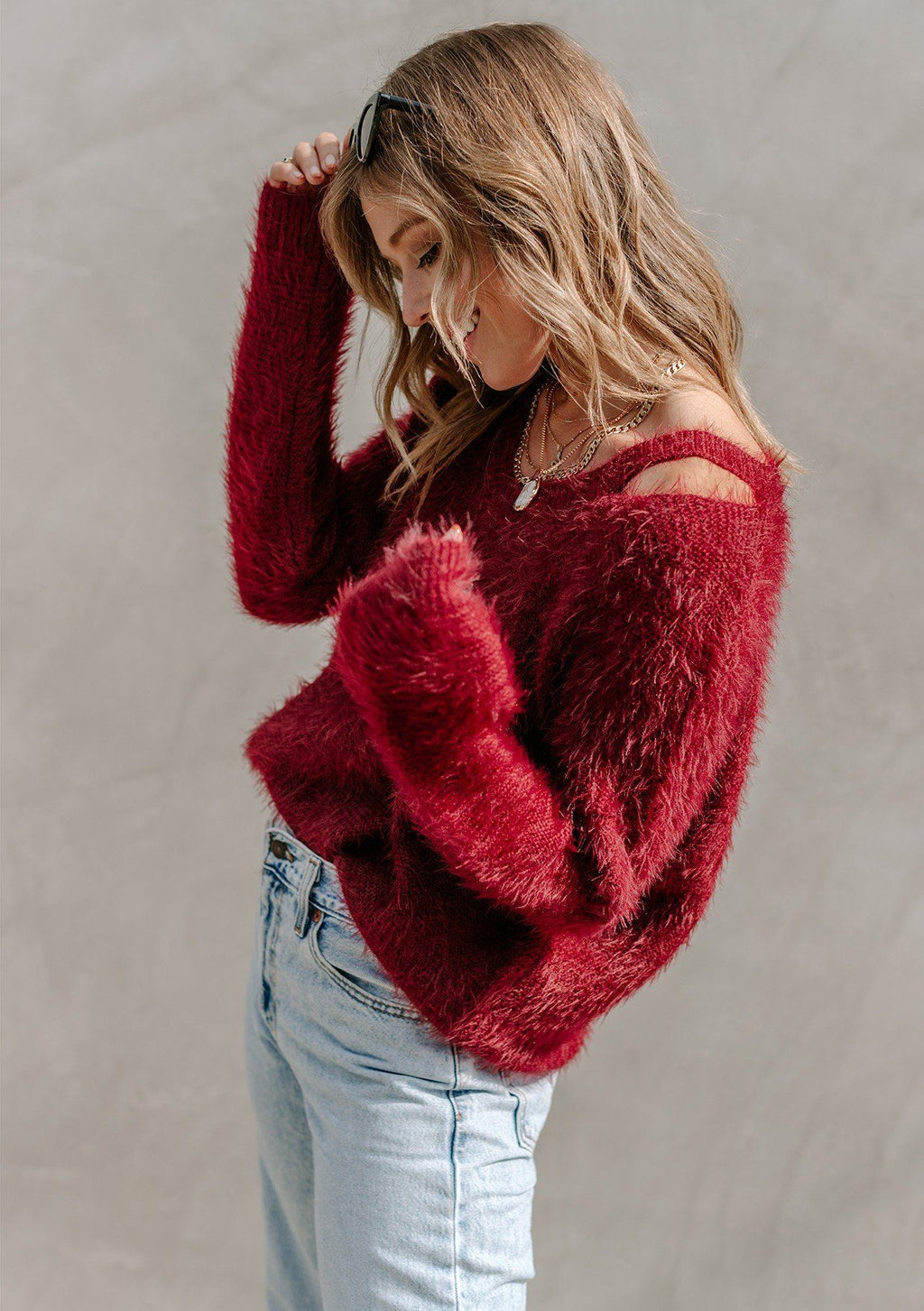Angelic Fuzzy Cut Out Sweater