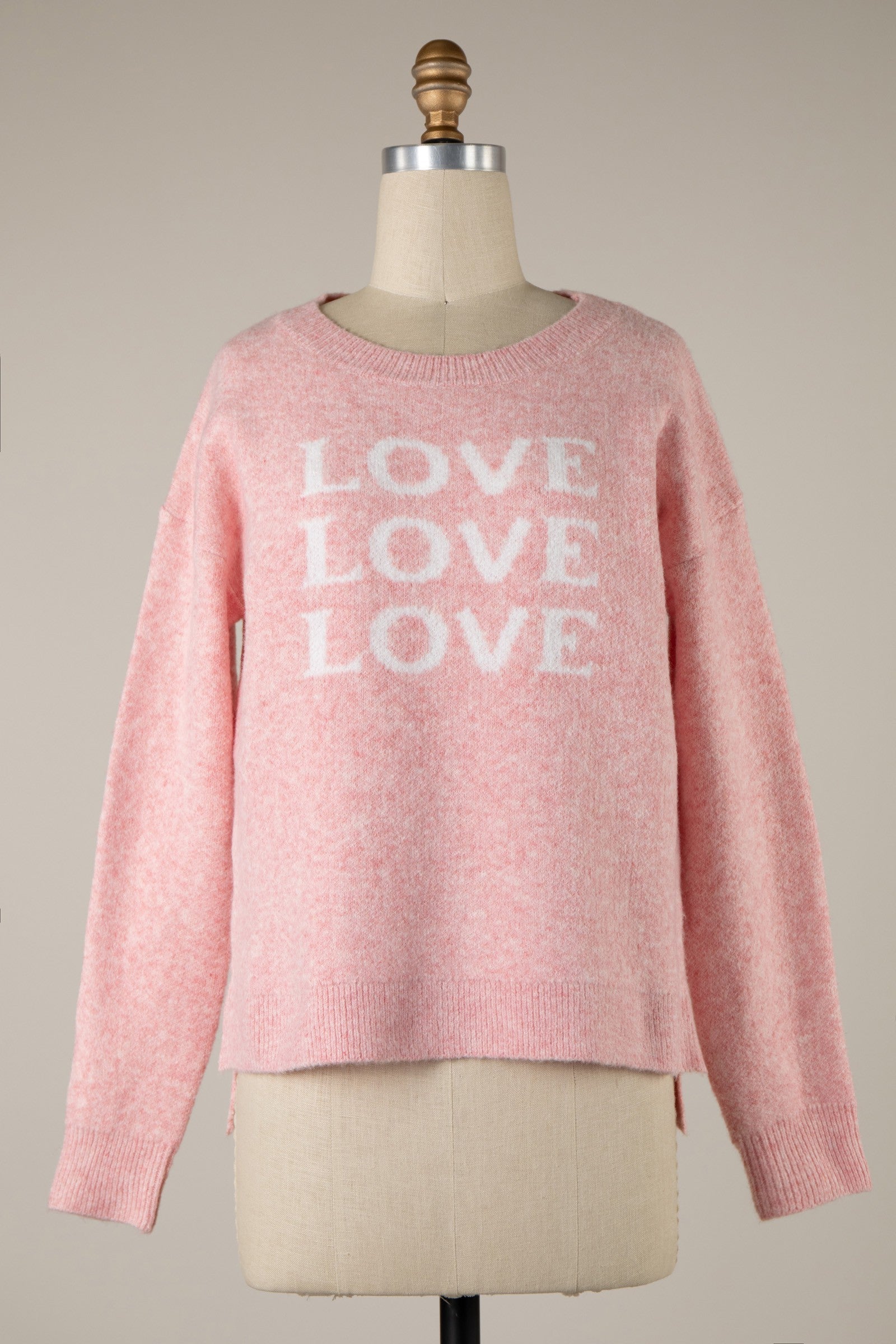 Josie Long Sleeve Love Print Sweater Pink