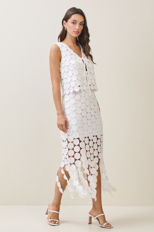 Sofia High Waist Circle Crochet Midi Skirt Ivory