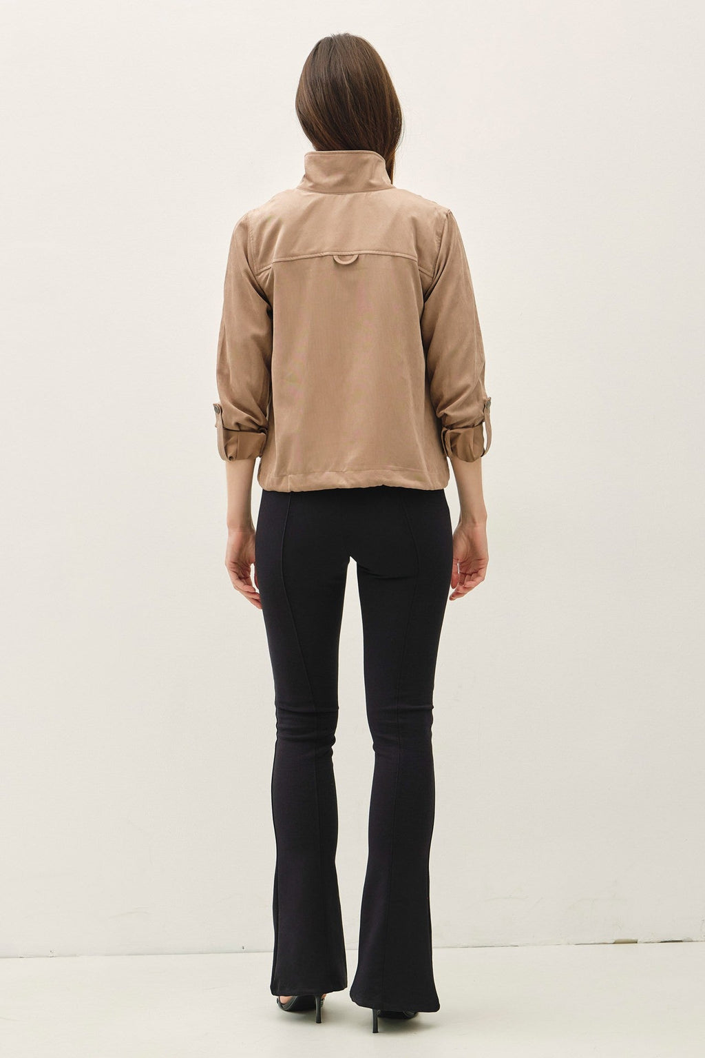 Miranda Long Sleeve Drawstring Utility Jacket Brown