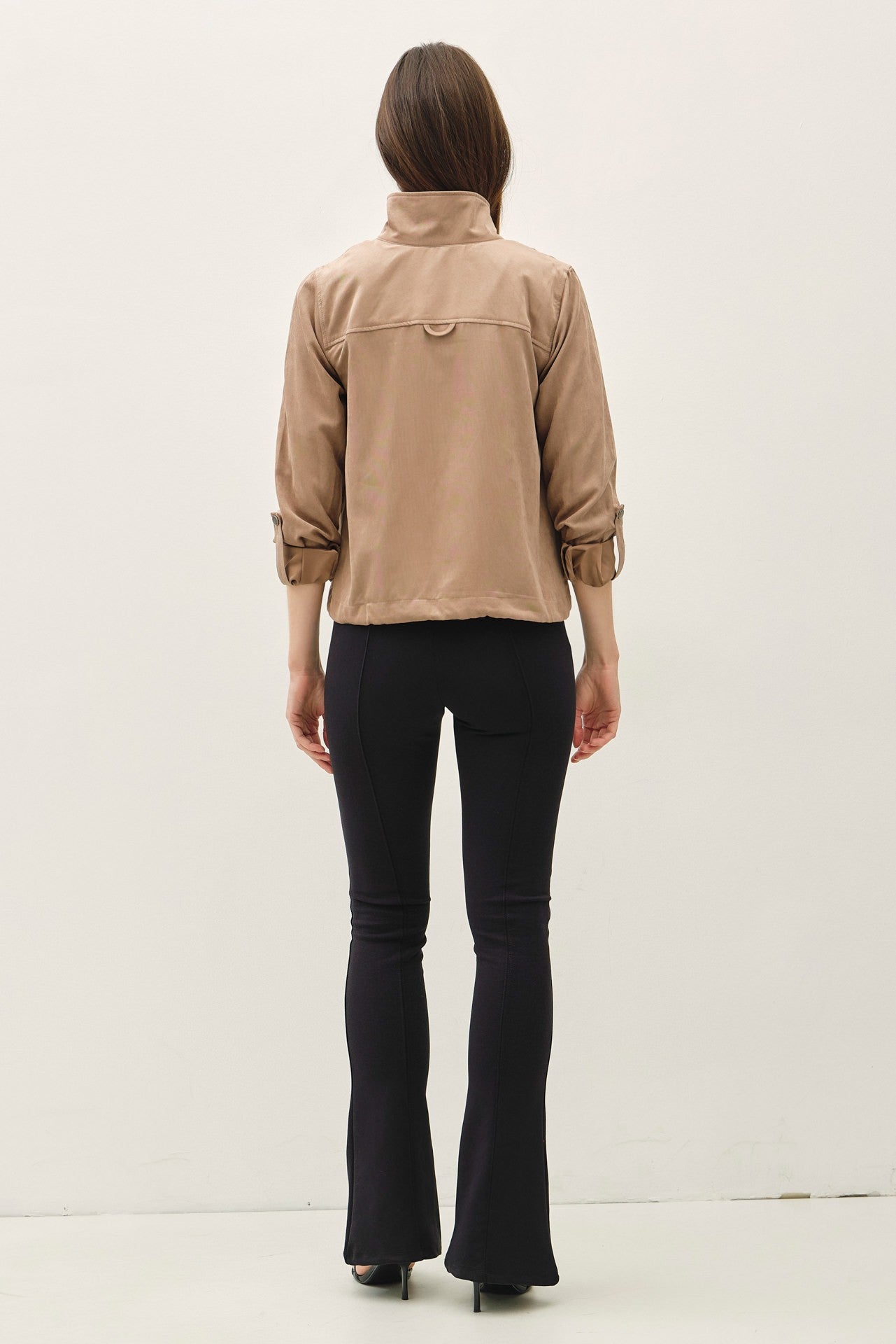 Miranda Long Sleeve Drawstring Utility Jacket Brown
