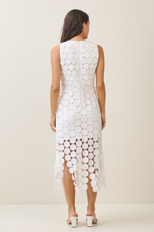 Severin Sleeveless Circle Crochet Midi Dress Ivory