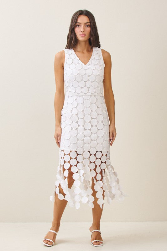 Severin Sleeveless Circle Crochet Midi Dress Ivory