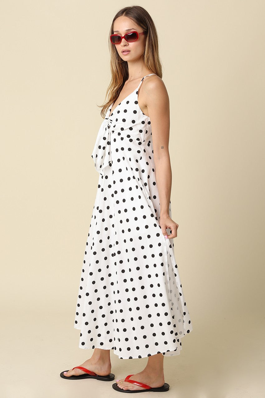 Sienna Sleeveless Polka Dot Print Maxi Dress White