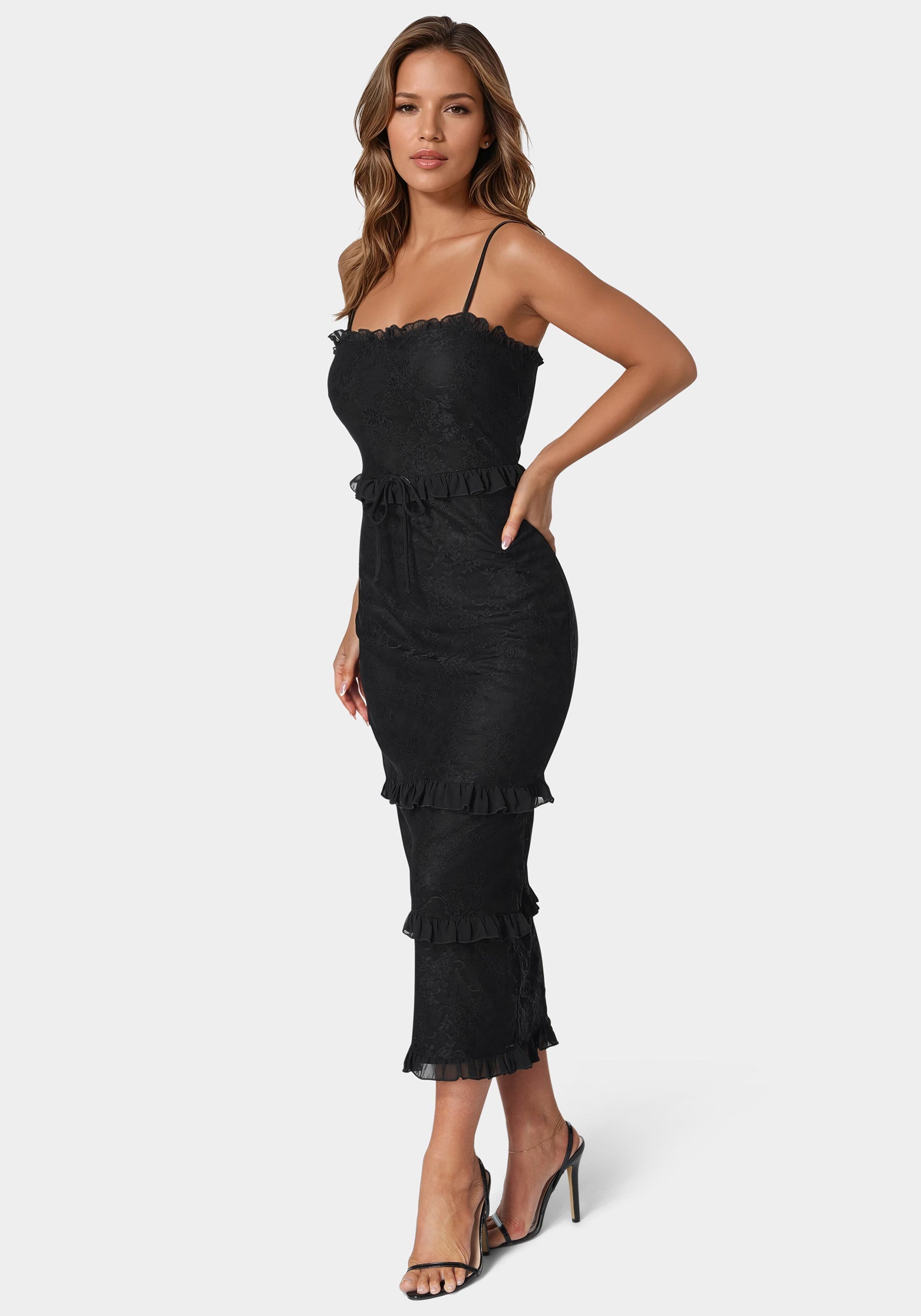 Lace Maxi With Ruffle Dress