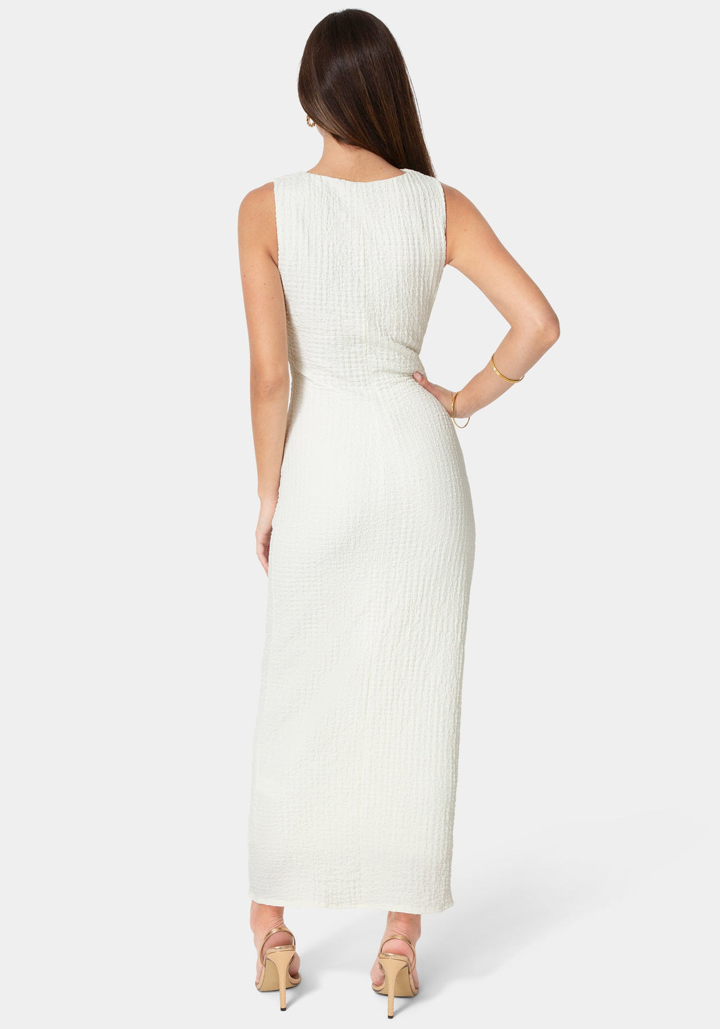 Waffle Crepe Twist Sleeveless Maxi Dress