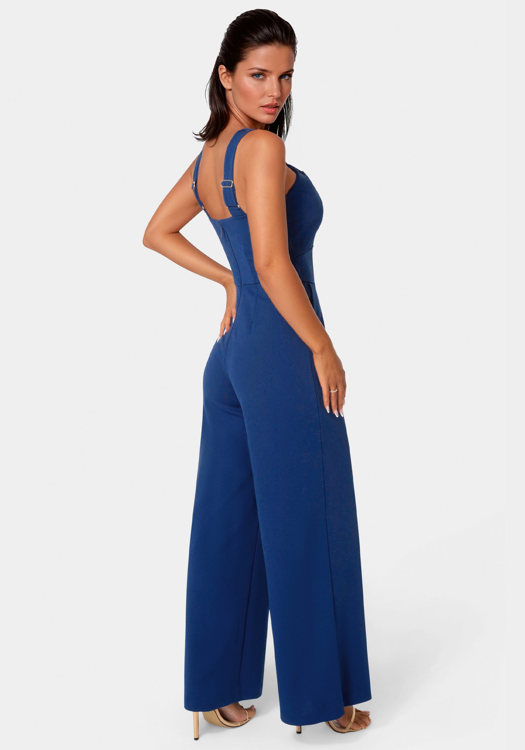 Knit Crepe Twist Wide Leg Jumpsuit