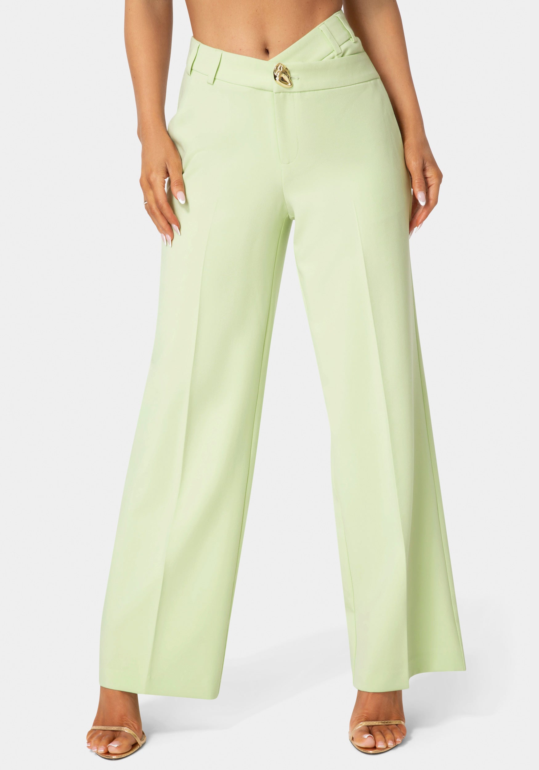High Waist Overlap Wide Leg Pant