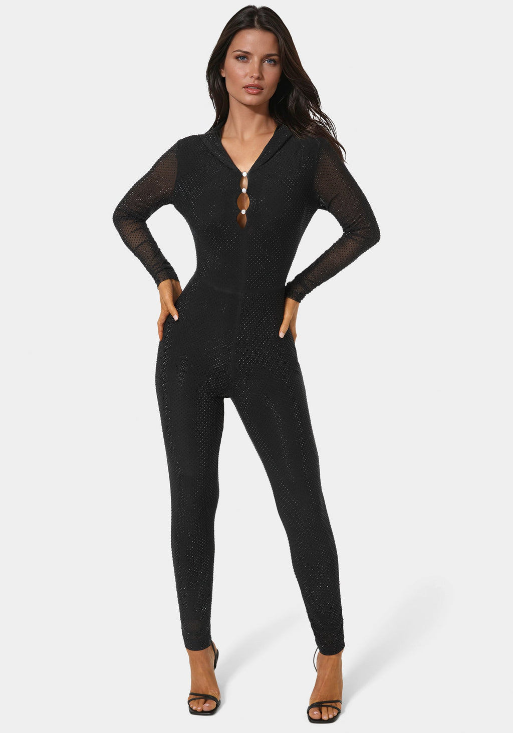 Rhinestone Hooded Catsuit
