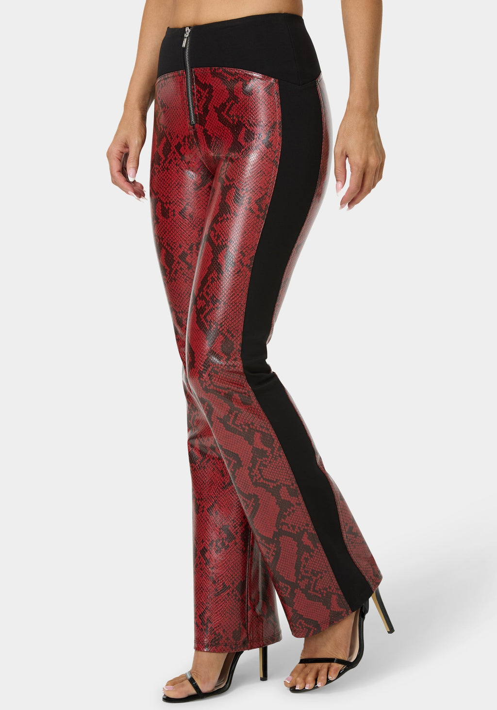 High Waist Snake Skin Mini Flare Pant