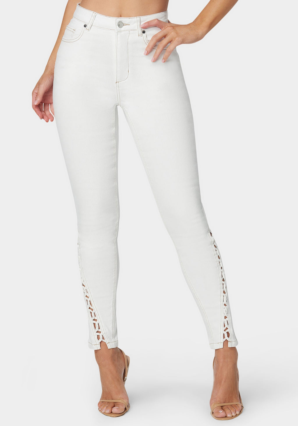 White High Waist Skinny Leg Jeans