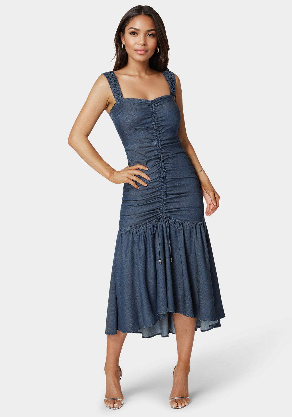 Ruched Denim Dress