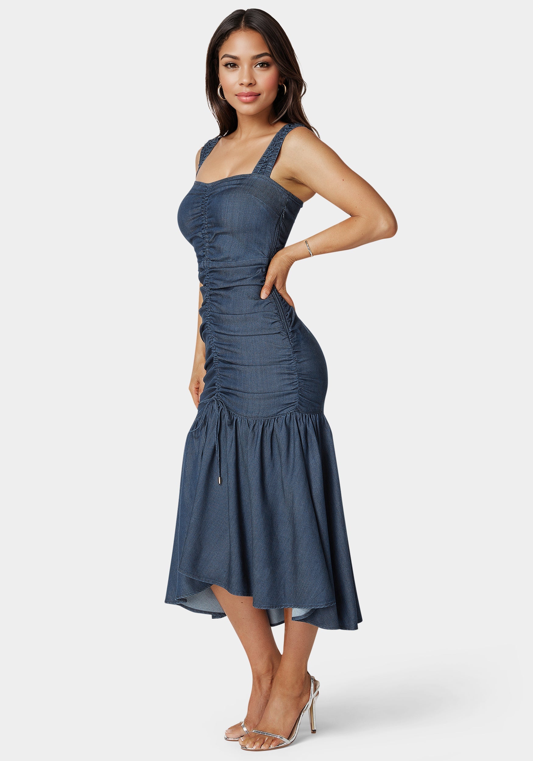Ruched Denim Dress