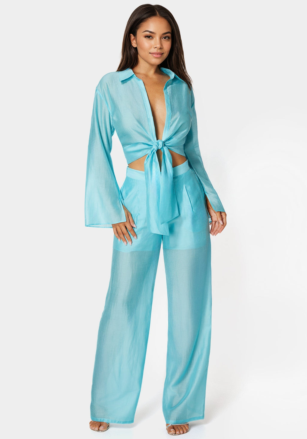 High Waist Palazzo Leg Pull On Pant