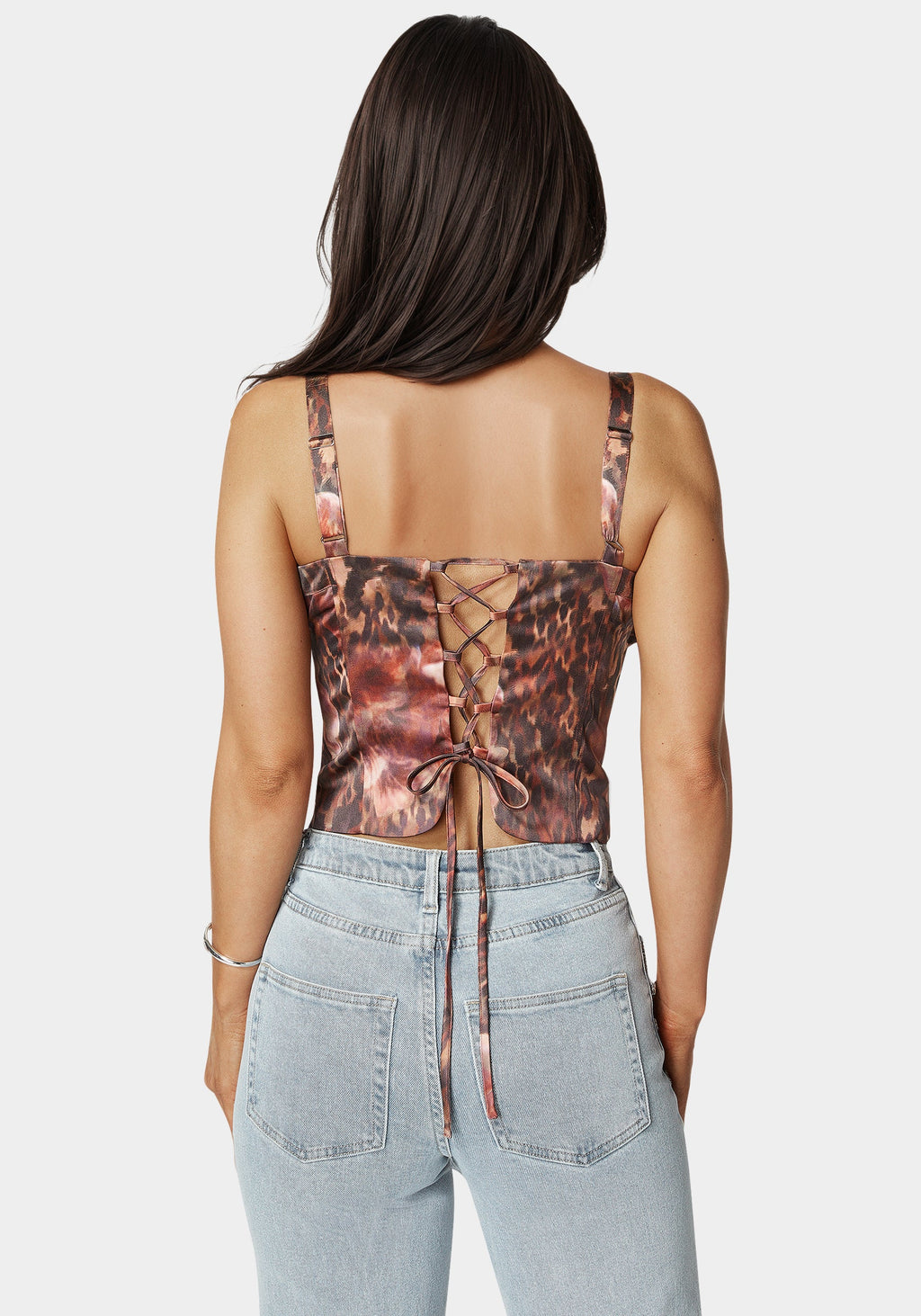 Tie Front Ruched Bust Satin Corset