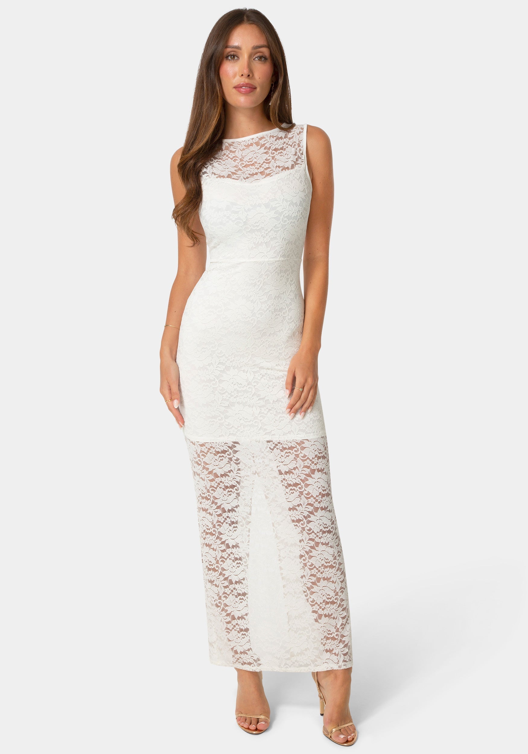 Lace Racer Sleeveless Maxi Dress
