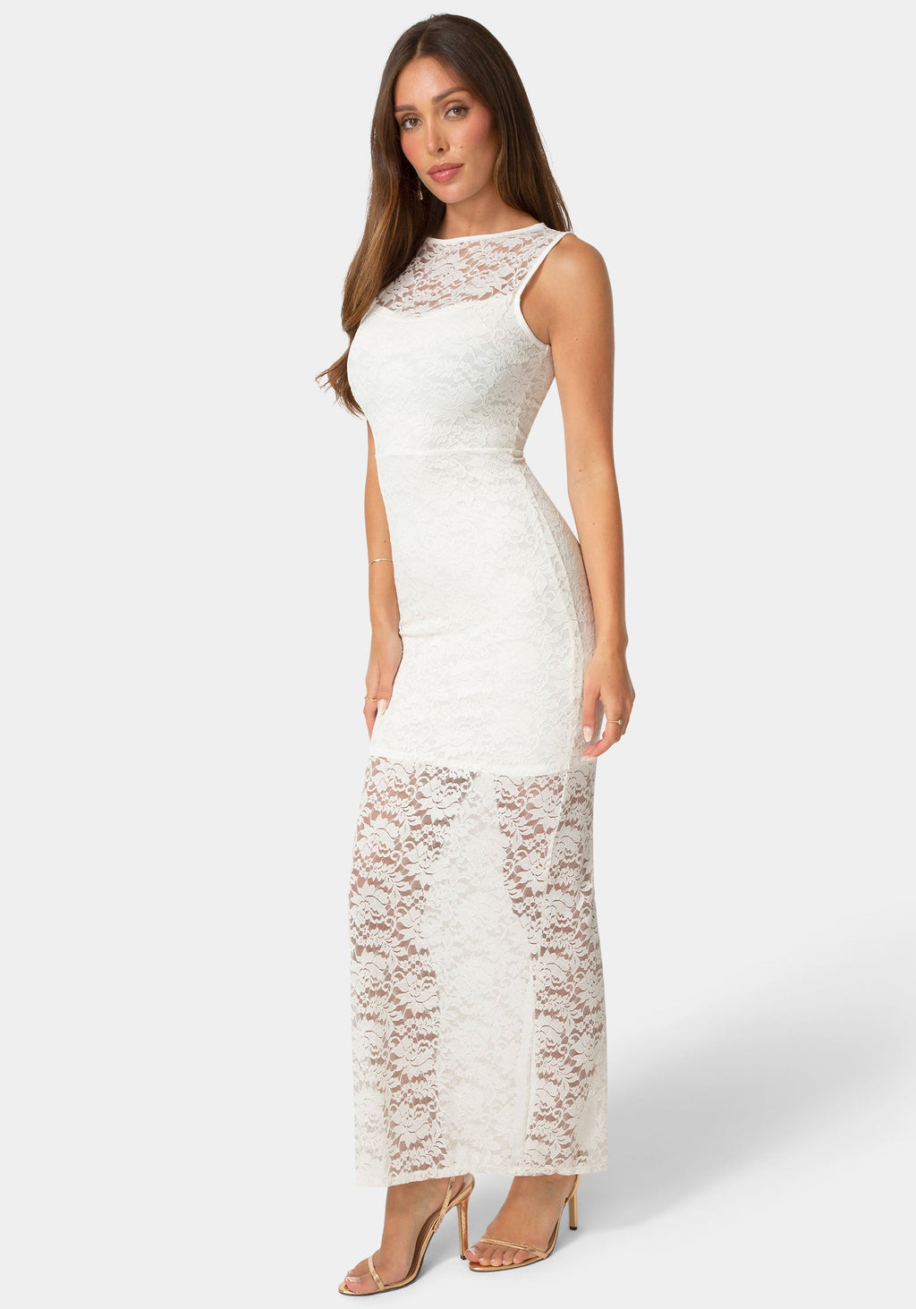 Lace Racer Sleeveless Maxi Dress