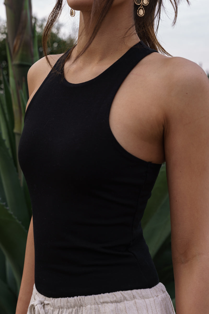 Willa Sleeveless Racerback Tank Top Black