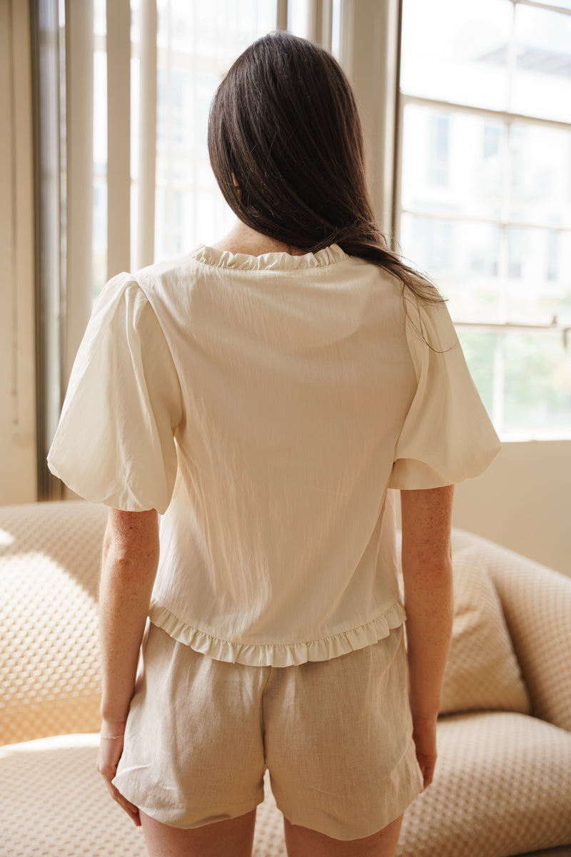 Steph High Waist Linen Shorts Natural