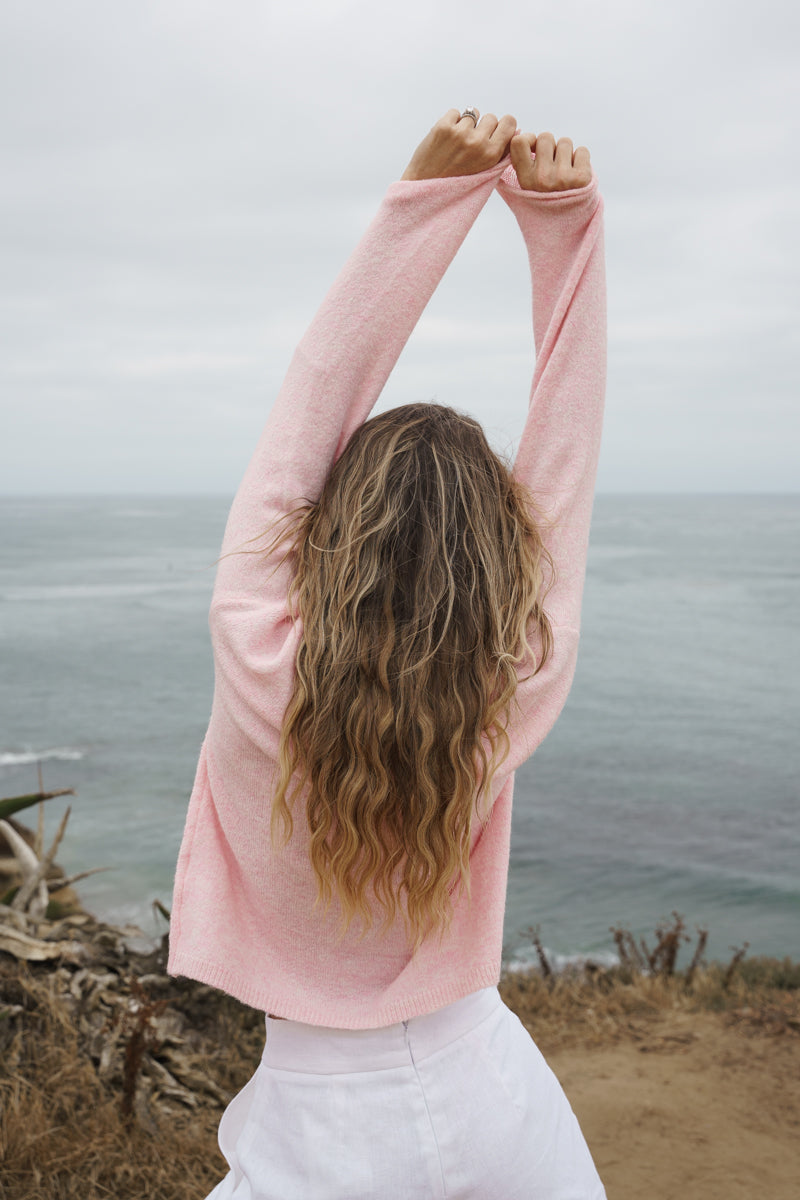 Tanya Long Sleeve Button Down Knit Cardigan Light Pink