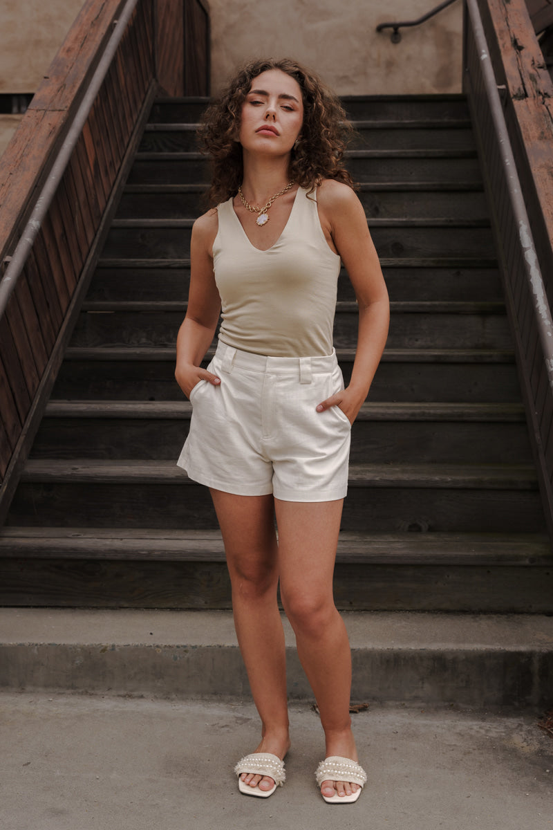 Palina Sleeveless Tank Top Beige