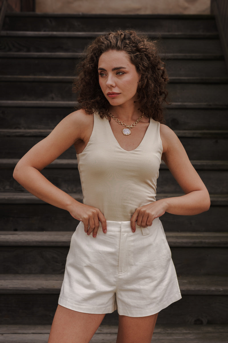 Palina Sleeveless Tank Top Beige