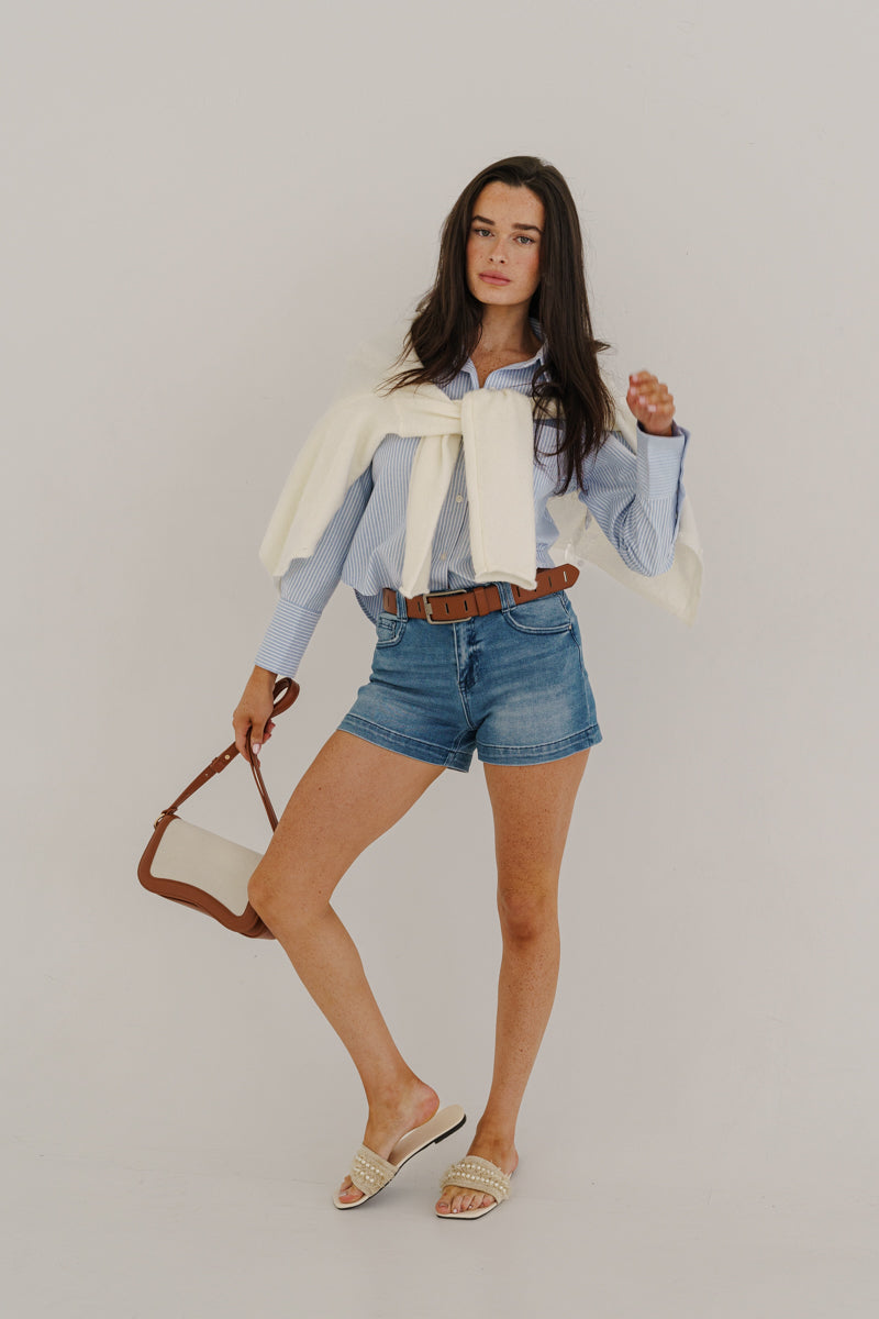 Michelle Long Sleeve Button Down Knit Cardigan White