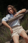Steph High Waist Linen Shorts Natural