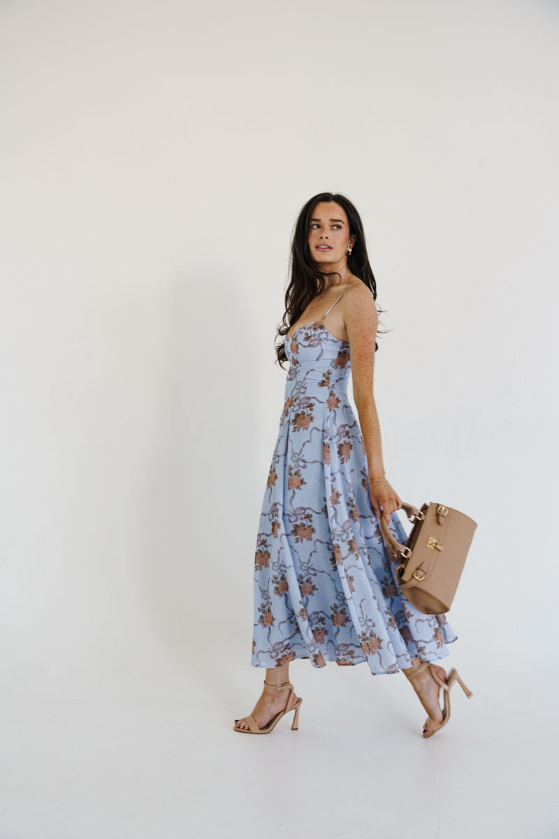 Alexandra Sleeveless Floral Print Maxi Dress Blue