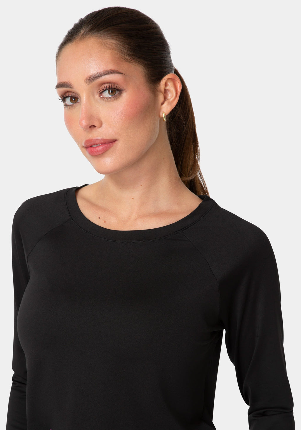 Bebe Sport Long Sleeve Laser Cut Top