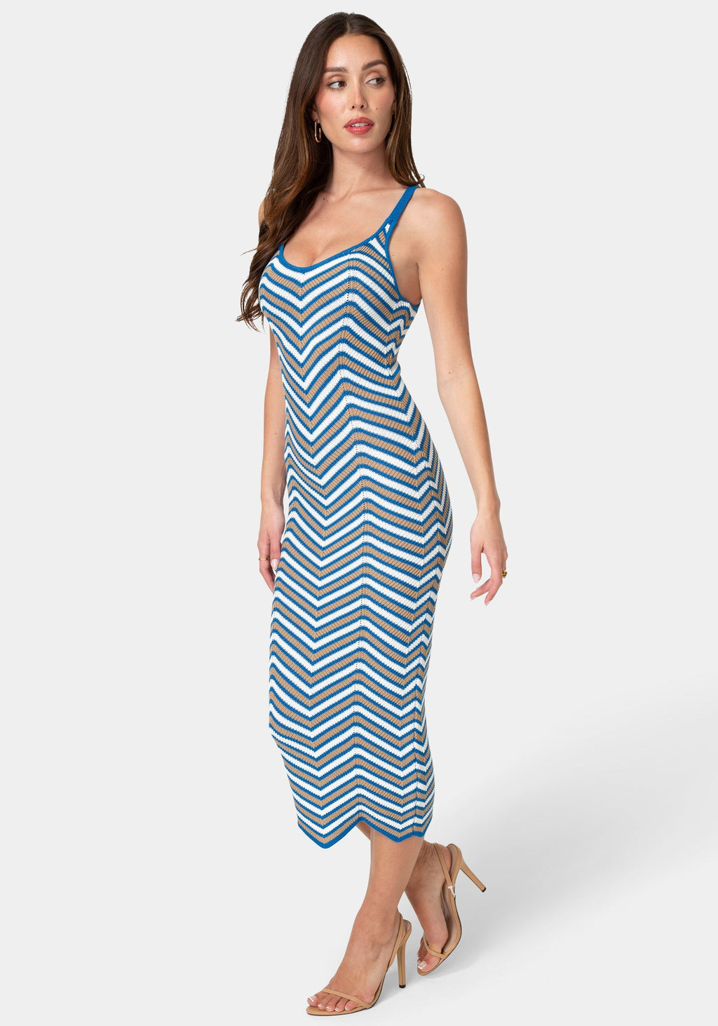 Chevron Crochet Midi Dress