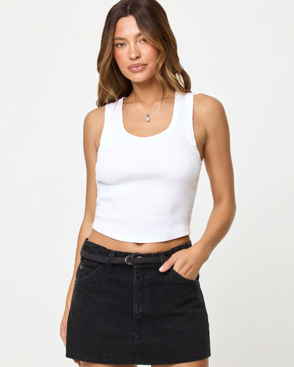 aligrace Belted Mini Skirt - Black