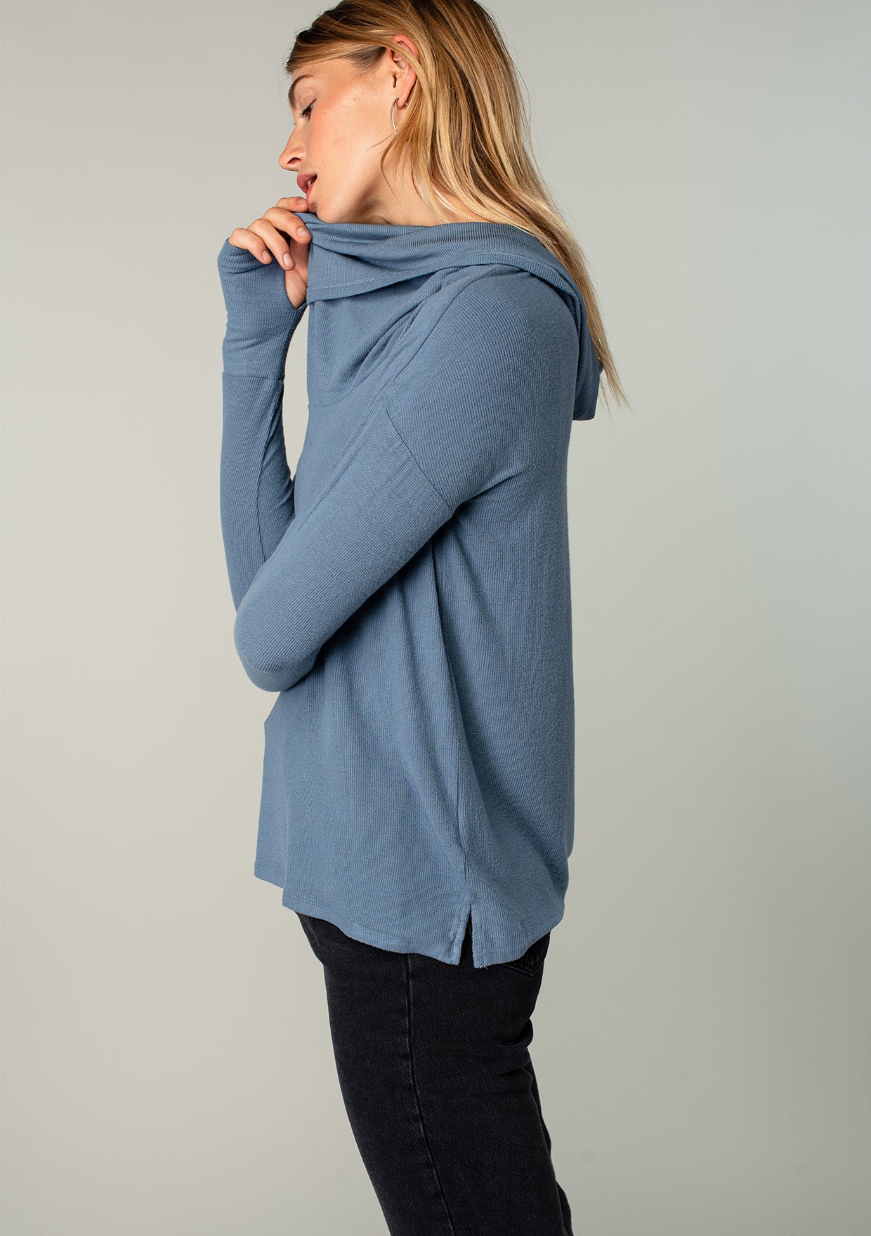 Long Weekend Micro Rib Cowl Neck Top