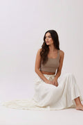 Brenna High Waist Tiered Maxi Skirt White