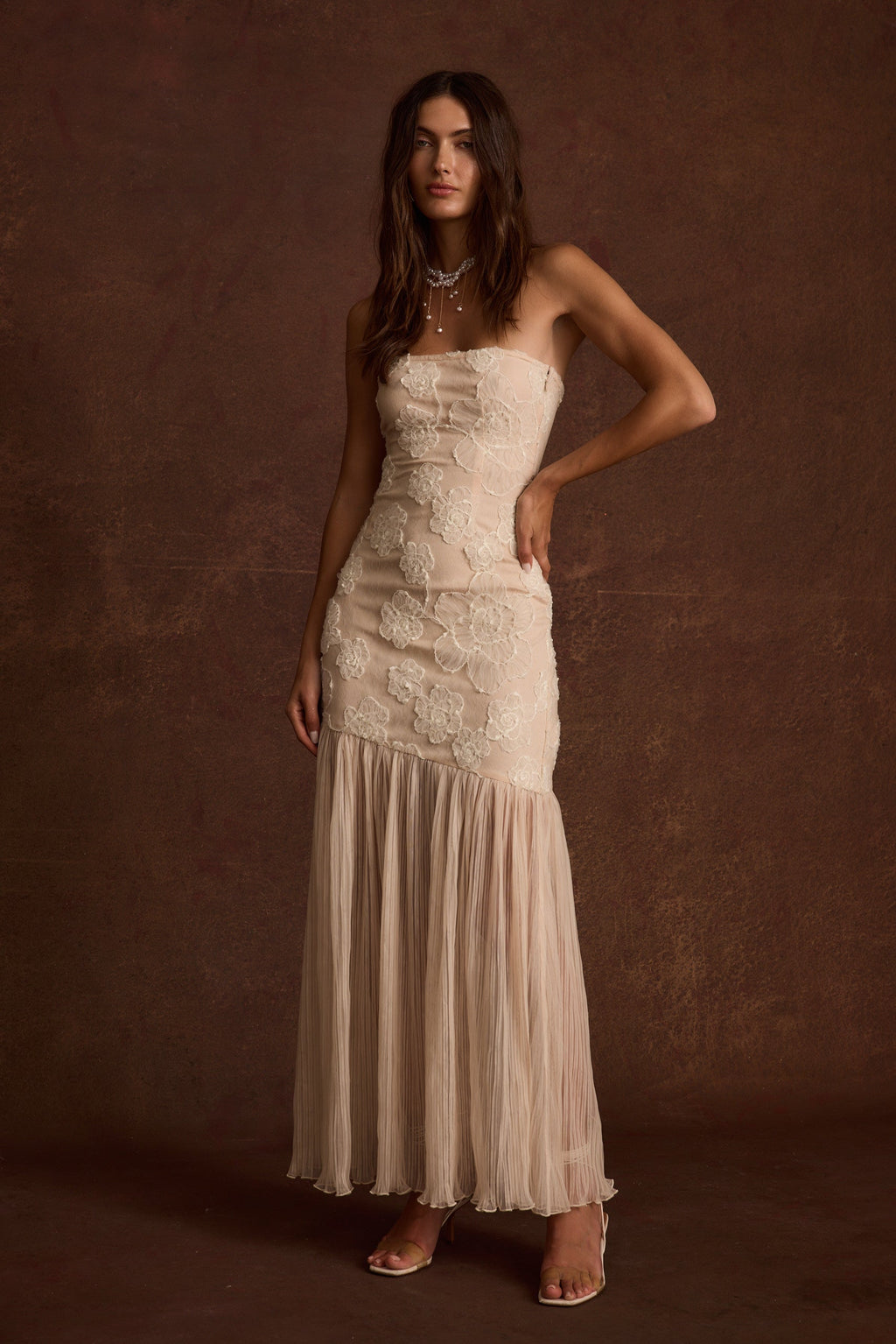 Daylight Blush Embroidered Maxi Dress