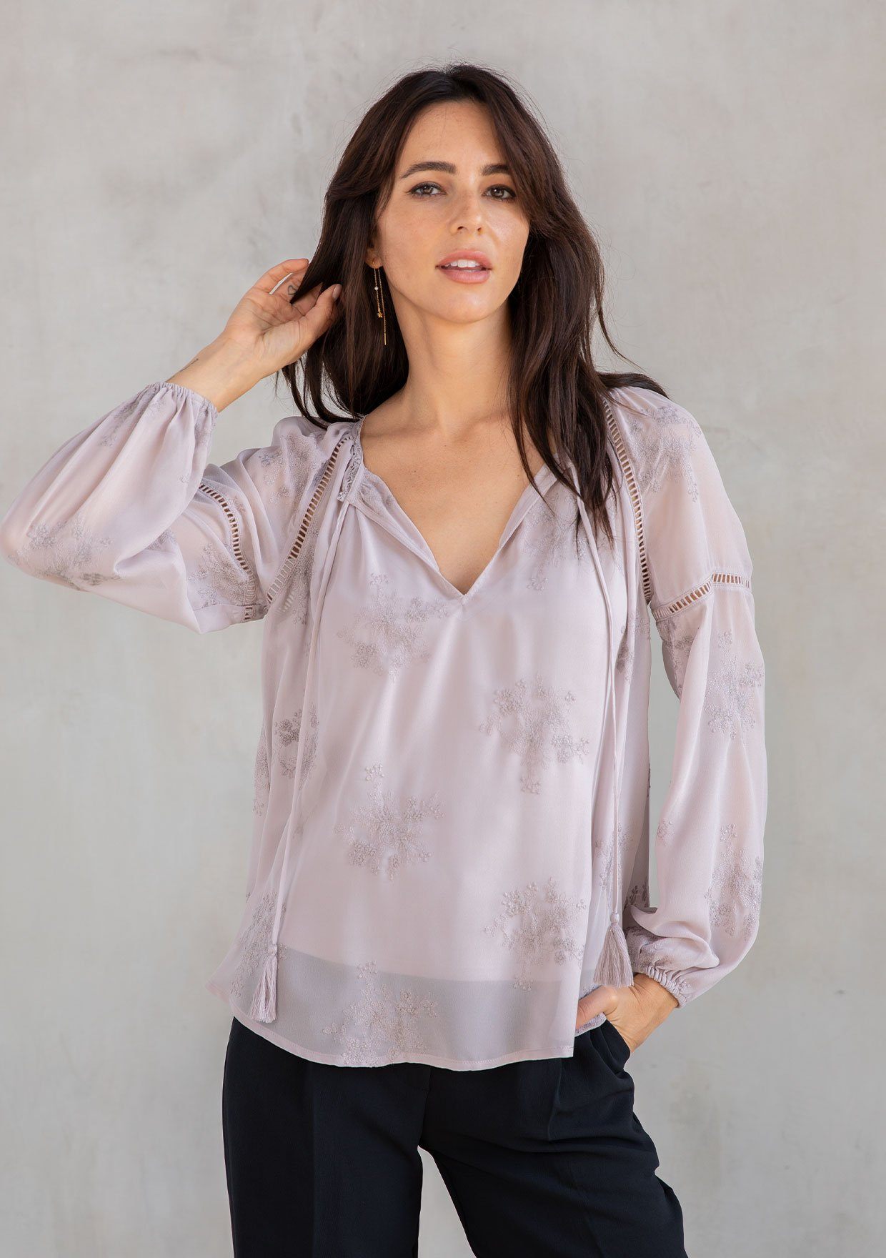 Cameron Embroidered Chiffon Blouse