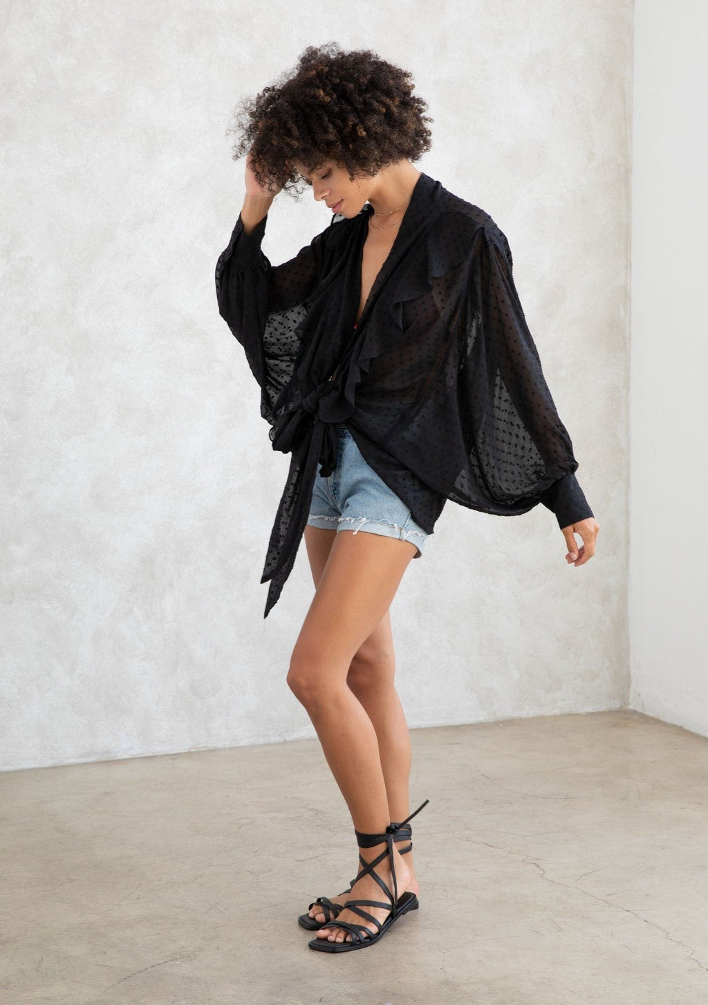 Celeste Chiffon Tie Front Top