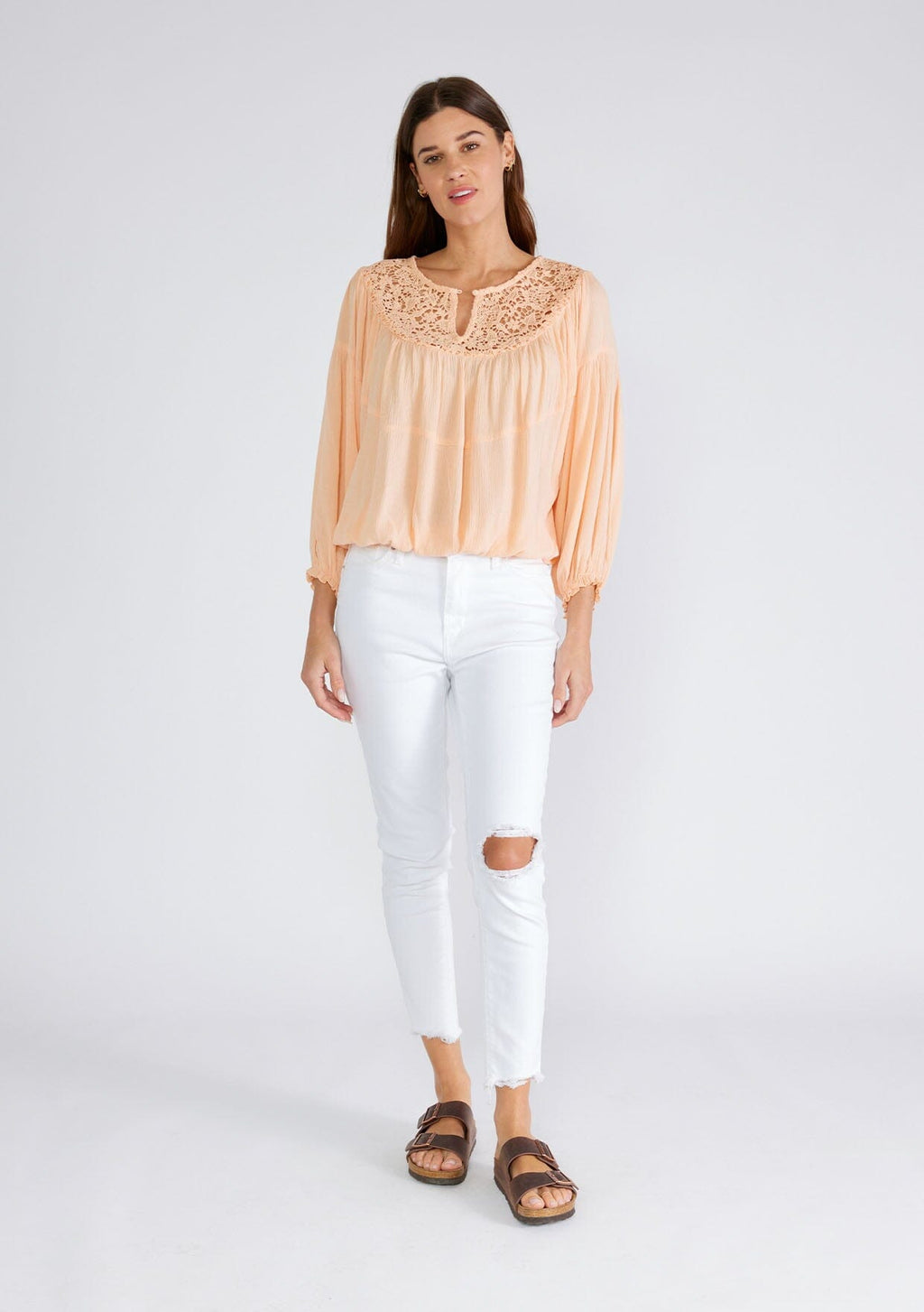 Johanne Crochet Peasant Top