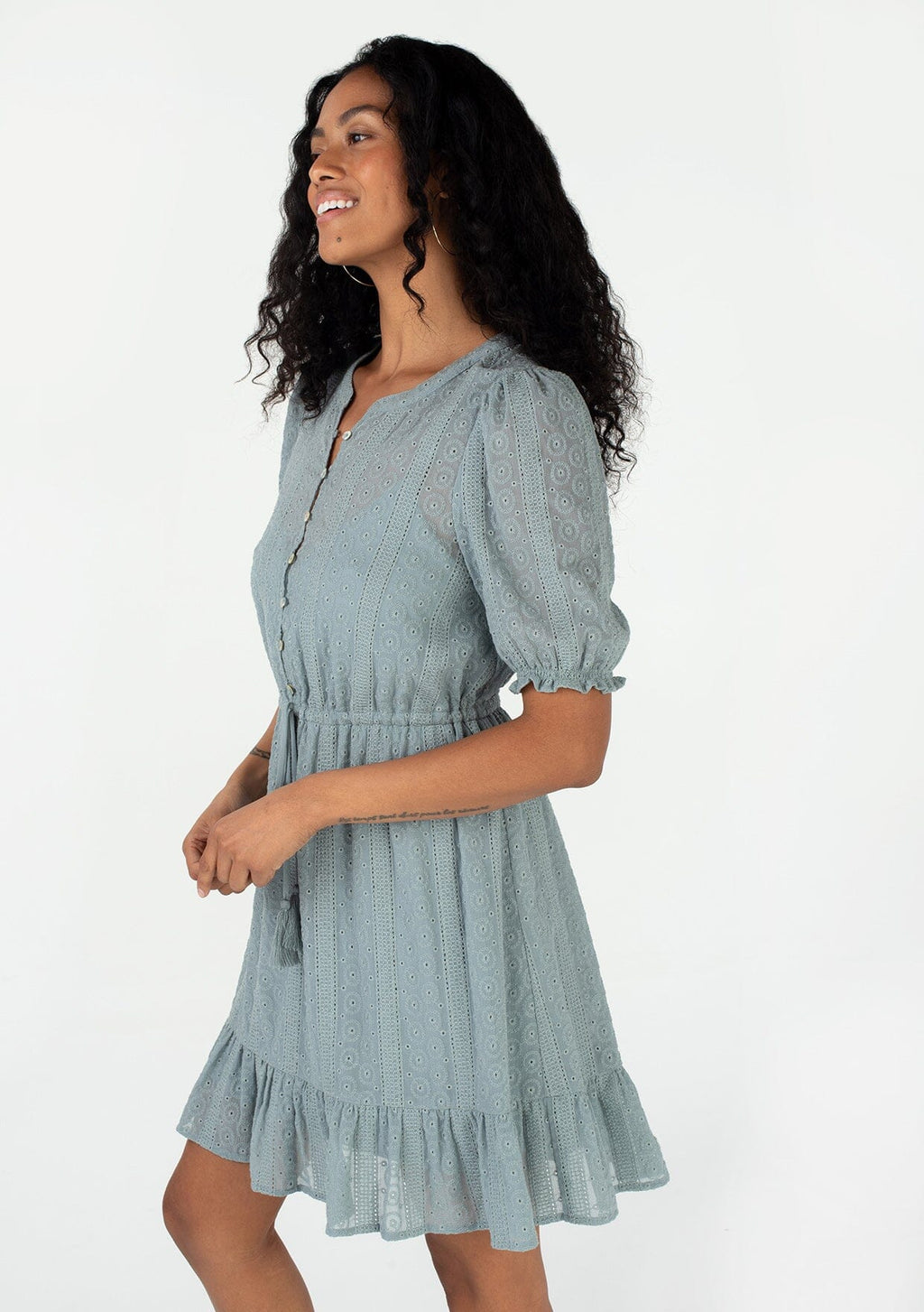 Annika Eyelet Mini Dress