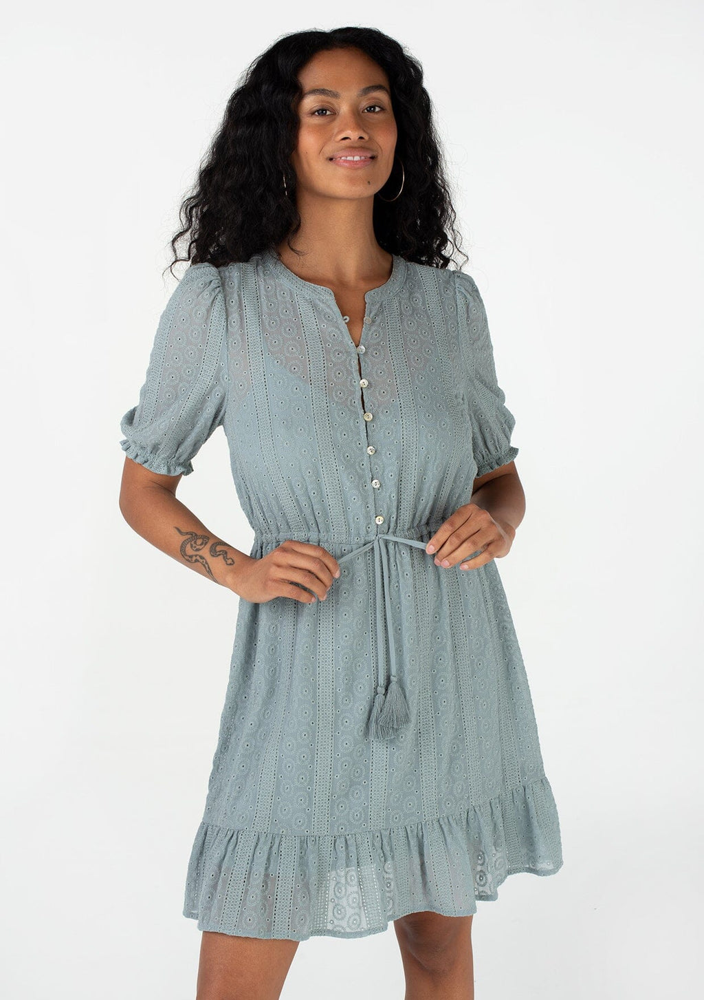 Annika Eyelet Mini Dress
