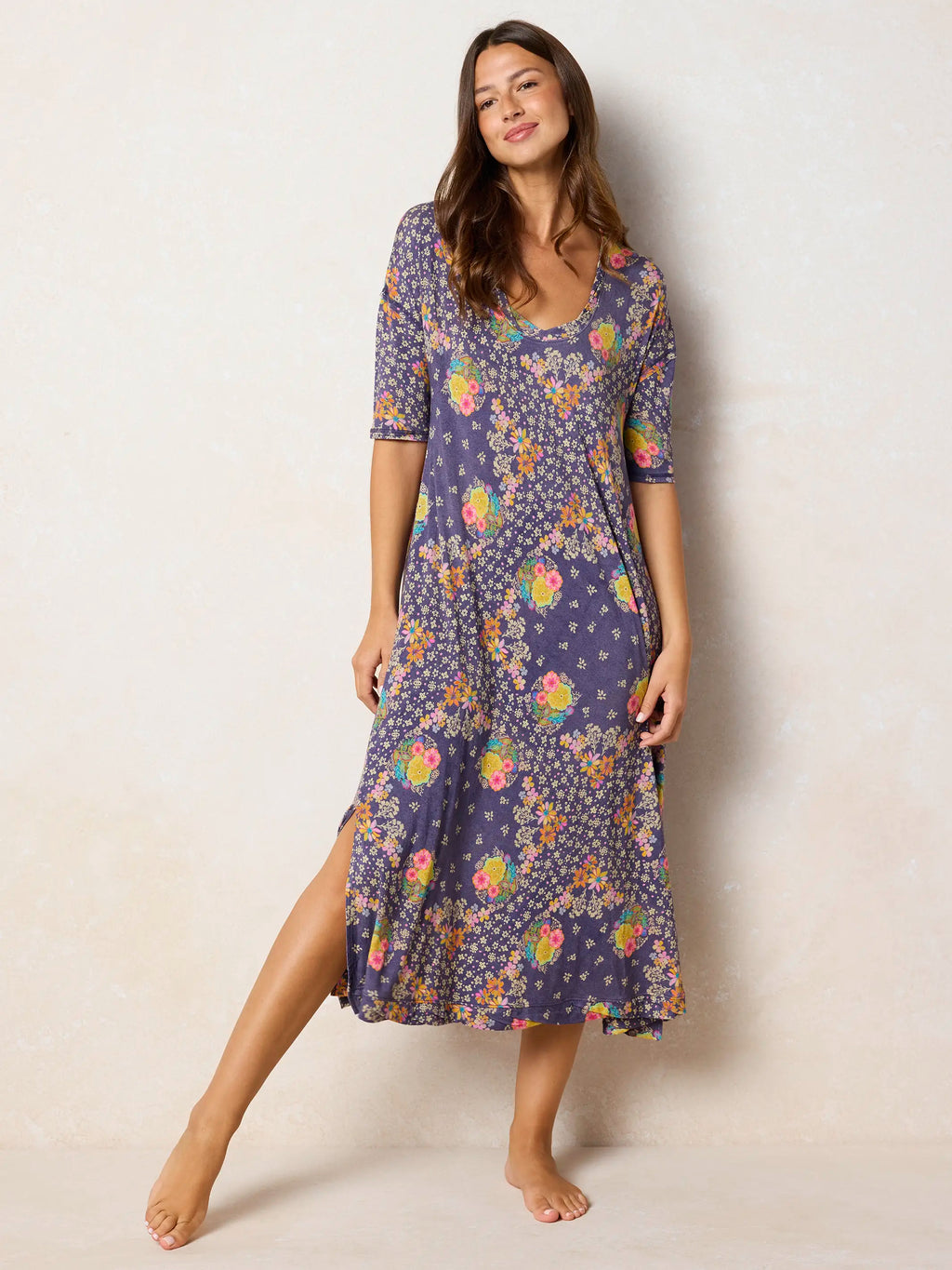 All Day "ButterSoft" Tee Dress - Tropic Bandana Navy