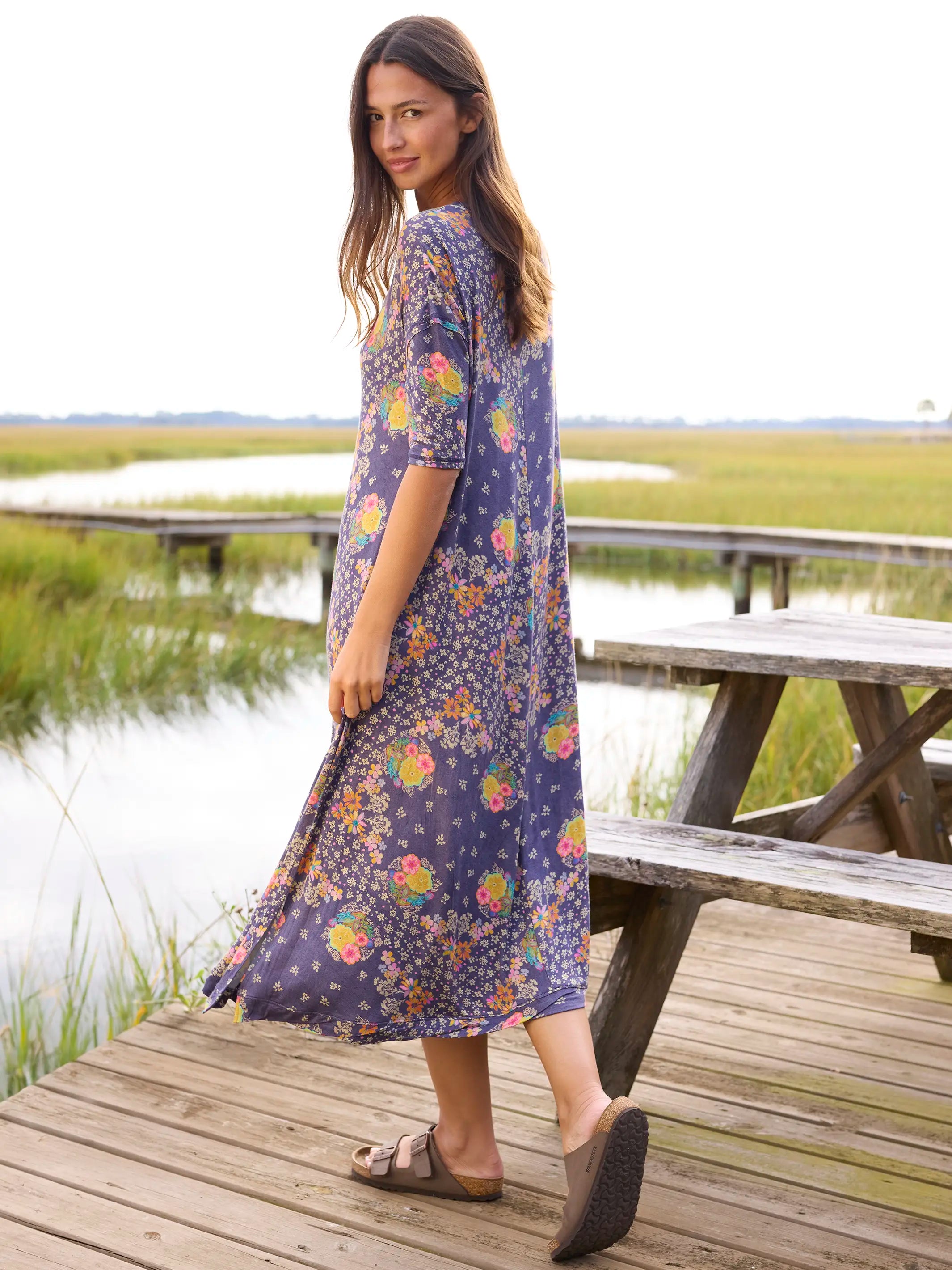 All Day "ButterSoft" Tee Dress - Tropic Bandana Navy